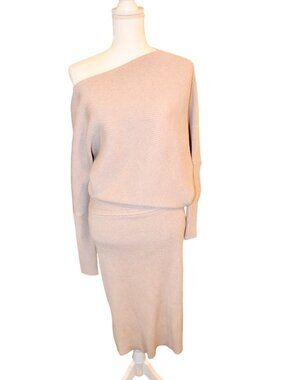 Reiss Lara Draped Knitted Bodycon Dress, Large NWT